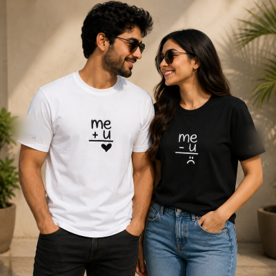 Matching Couple T-Shirt Set with Custom Initials