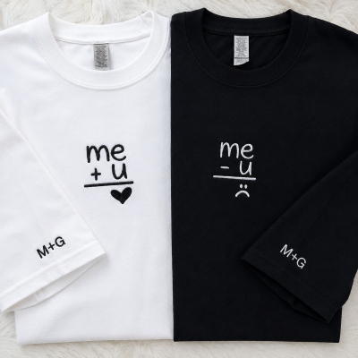 Matching Couple T-Shirt Set with Custom Initials photo 2