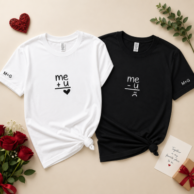 Matching Couple T-Shirt Set with Custom Initials photo 3