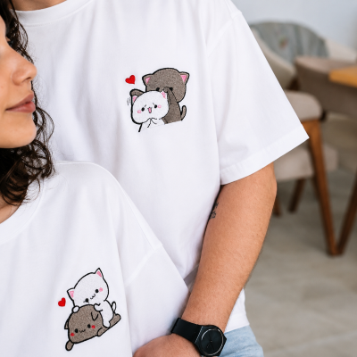 Cute Cat Couple Matching T-Shirt Set