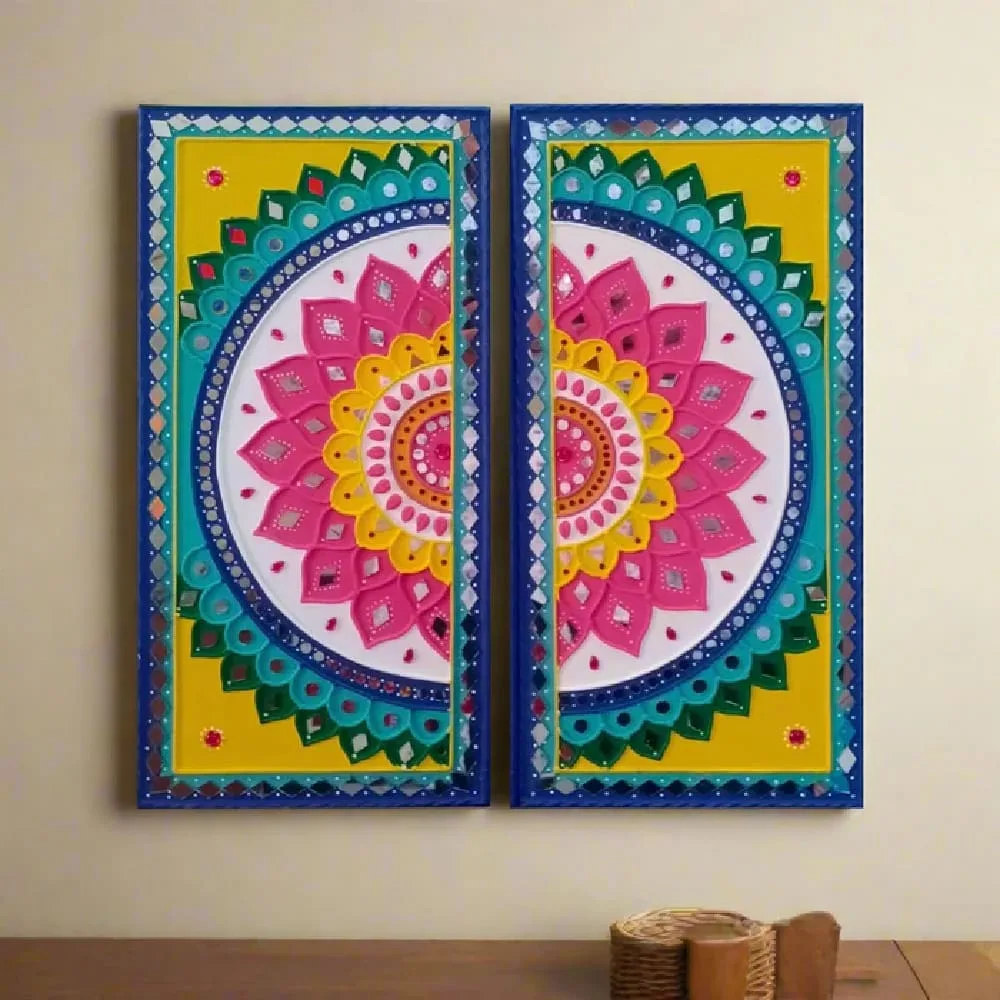 Flower Rangoli Lippan Wall Hanging