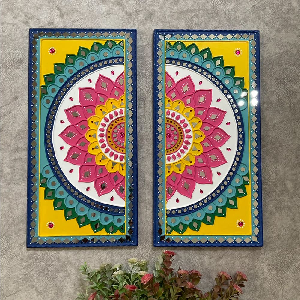 Colourful Flower Rangoli Lippan Wall Hanging photo 2