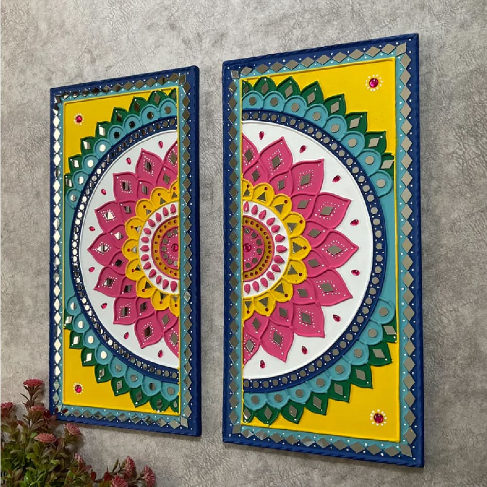 Colourful Flower Rangoli Lippan Wall Hanging photo 3