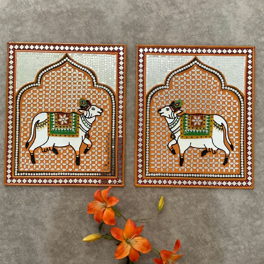 Cow Lippan Wall Hanging Set of 2