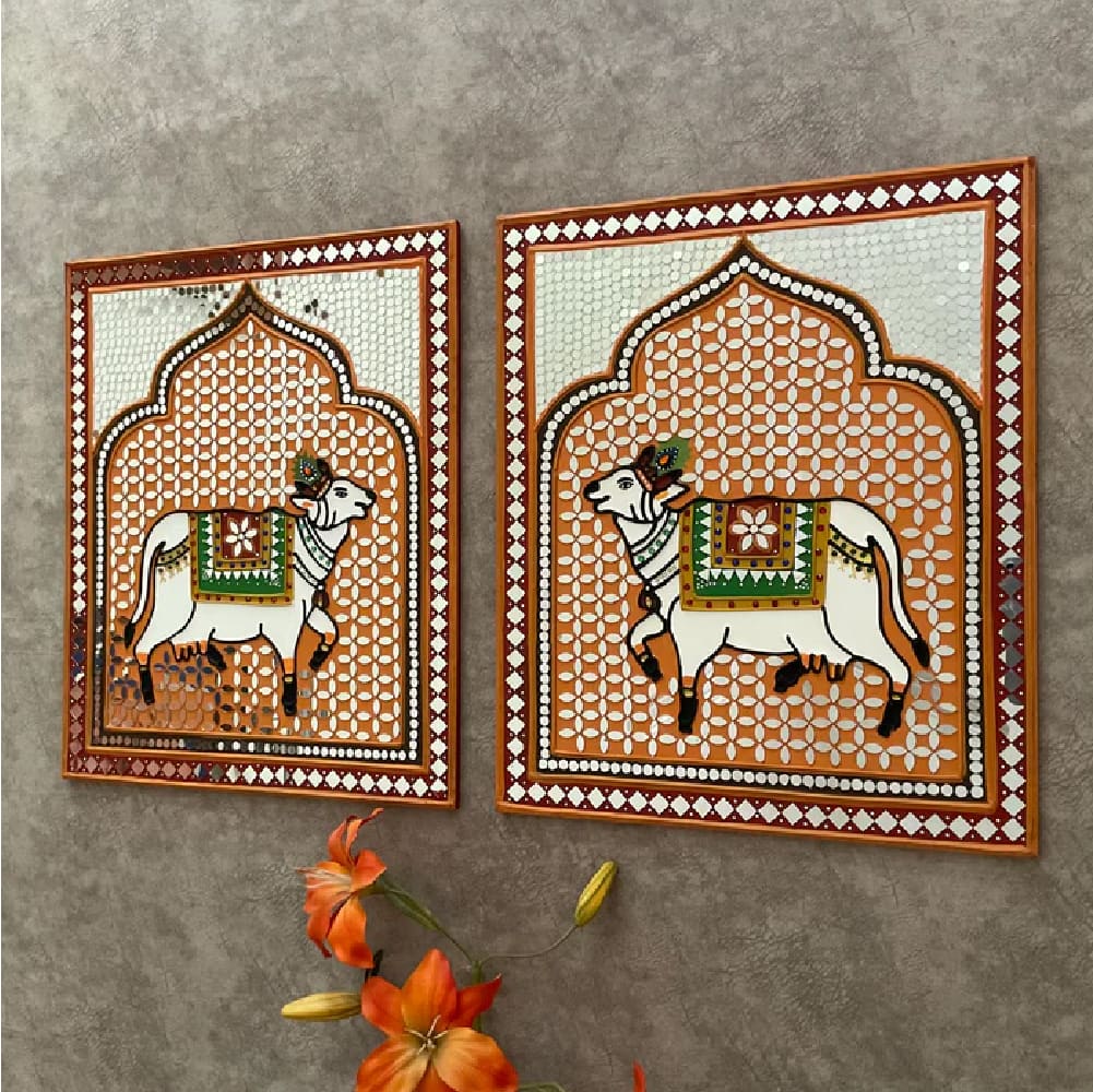 Cow Lippan Wall Hanging Set of 2 photo 2