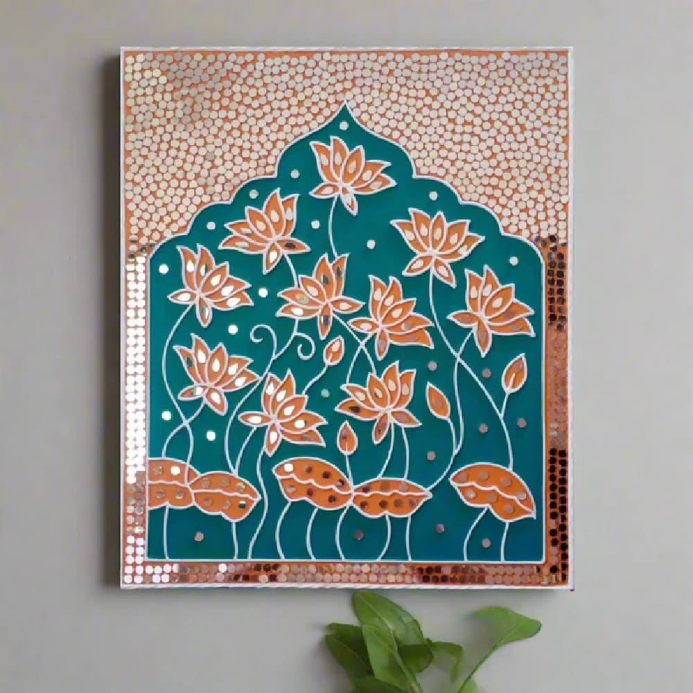 18 Inch Lotus Pichwai Lippan Wall Hanging