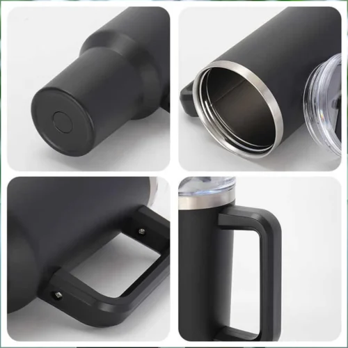 black mug with name or logo