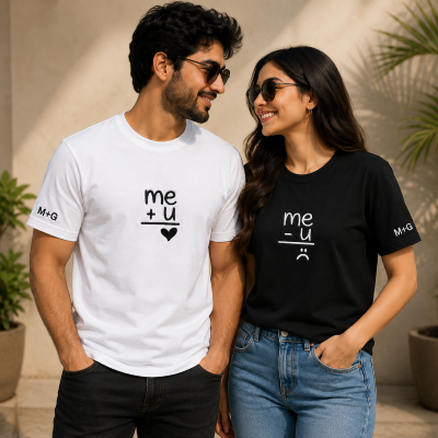 Matching Couple T-Shirt Set with Custom Initials